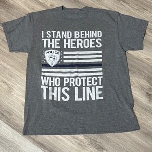I Stand Behind The‎ Heroes T Shirt Police Support Graphic Tee Back The Blue